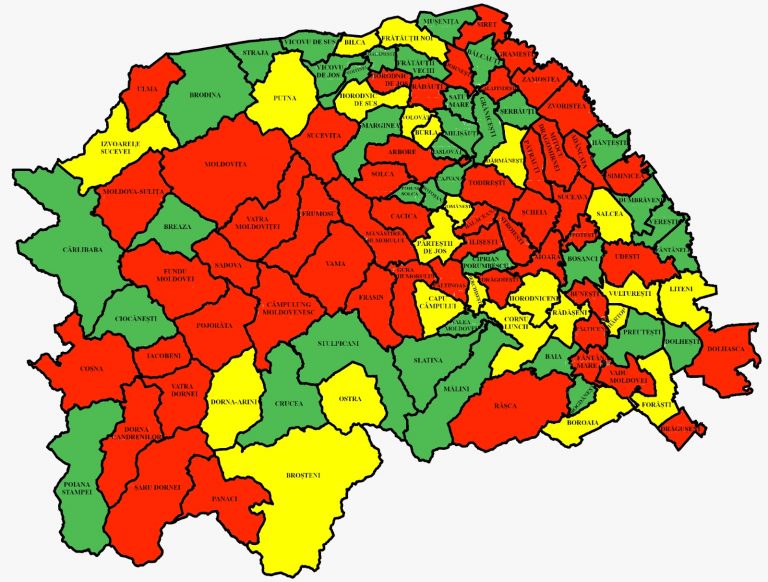Situația pe localități a cazurilor de coronavirus din județul Suceava. Cele mai grave probleme sunt în Pojorâta, Fundu Moldovei și Zamostea