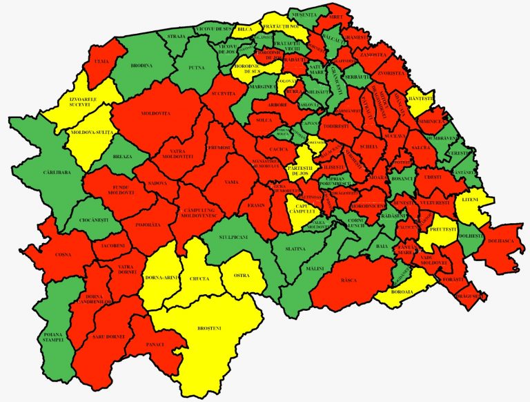 Situația pe localități a cazurilor de coronavirus din județul Suceava. Cele mai grave probleme sunt în Pojorâta, Fundu Moldovei și Zamostea