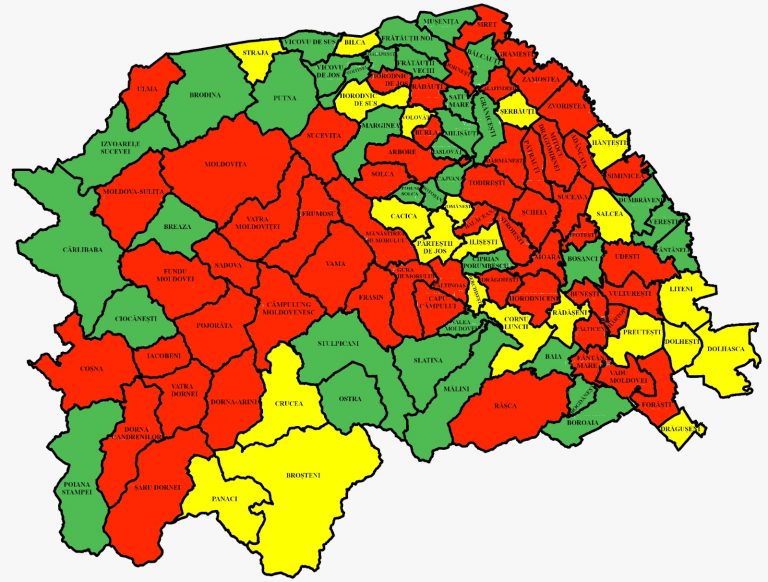 Situația pe localități a cazurilor de coronavirus din județul Suceava. Cele mai grave probleme sunt în Pojorâta, Șcheia și Gura Humorului
