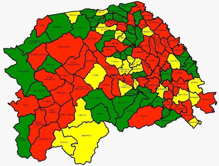 Situația pe localități a cazurilor de coronavirus din județul Suceava. Cele mai grave probleme sunt în Șcheia, Pojorâta și Gura Humorului