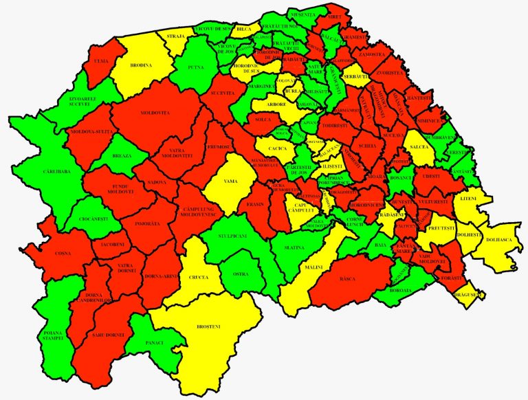 Situația pe localități a cazurilor de coronavirus din județul Suceava. Cele mai grave probleme sunt în Șcheia, Gura Humorului și Vatra Dornei