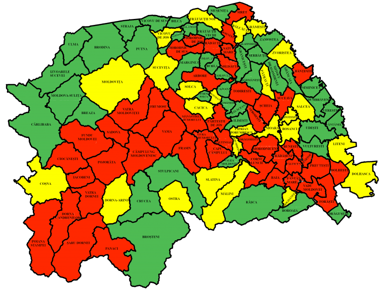 Situația pe localități a cazurilor de coronavirus din județul Suceava. Cele mai grave probleme sunt în Iacobeni, Pojorâta și Câmpulung Moldovenesc