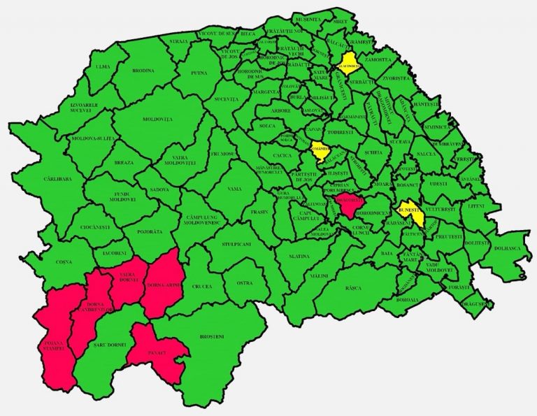 Situația pe localități a cazurilor de coronavirus din județul Suceava. Cele mai grave probleme sunt în Dorna Arini, Dorna Candrenilor și Poiana Stampei