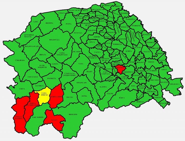 Situația pe localități a cazurilor de coronavirus din județul Suceava. Cele mai grave probleme sunt în Dorna Candrenilor, Drăgoiești și Panaci