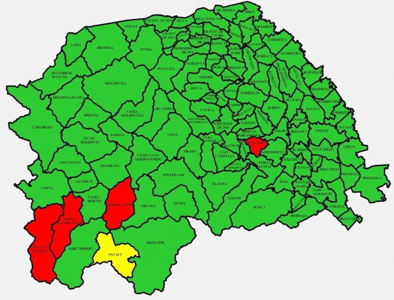 Situația pe localități a cazurilor de coronavirus din județul Suceava. Cele mai grave probleme sunt în Drăgoiești, Dorna Candrenilor și Dorna Arini
