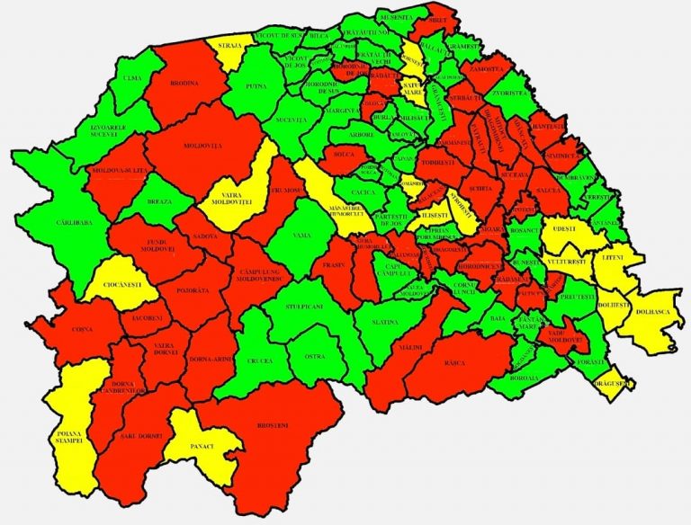 Situația pe localități a cazurilor de coronavirus din județul Suceava. Cele mai grave probleme sunt în Drăgoiești, Vatra Dornei și Iacobeni