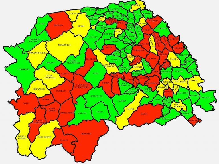 Situația pe localități a cazurilor de coronavirus din județul Suceava. Cele mai grave probleme sunt în Drăgoiești, Bălăceana și Siminicea