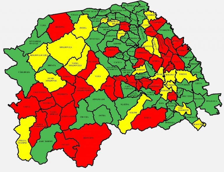 Situația pe localități a cazurilor de coronavirus din județul Suceava. Cele mai grave probleme sunt în Drăgoiești, Bălăceana și Mitocu Dragomirnei