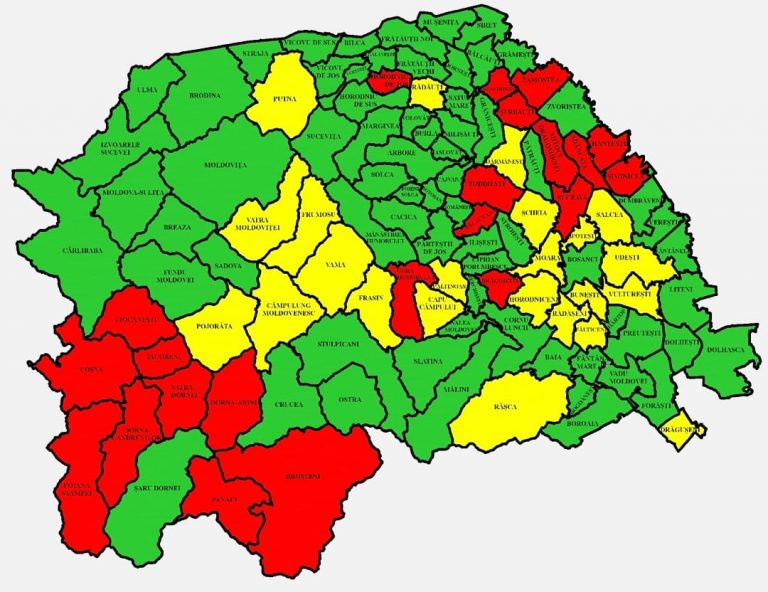 Situația pe localități a cazurilor de coronavirus din județul Suceava. Cele mai grave probleme sunt în Dorna Arini, Drăgoiești și Bălăceana