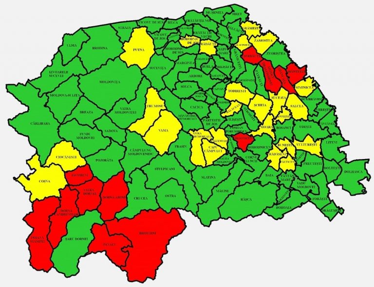 Situația pe localități a cazurilor de coronavirus din județul Suceava. Cele mai grave probleme sunt în Dorna Arini, Dorna Candrenilor și Drăgoiești