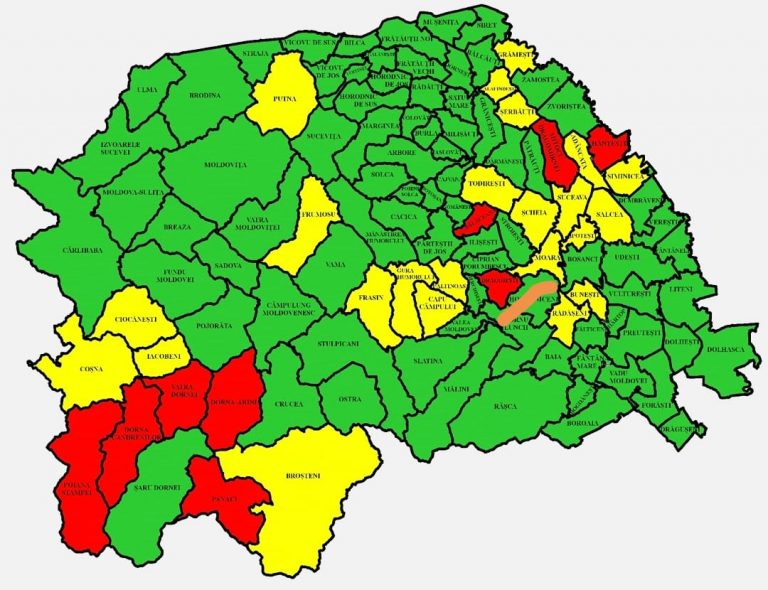 Situația pe localități a cazurilor de coronavirus din județul Suceava. Cele mai grave probleme sunt în Dorna Arini, Dorna Candrenilor și Poiana Stampei
