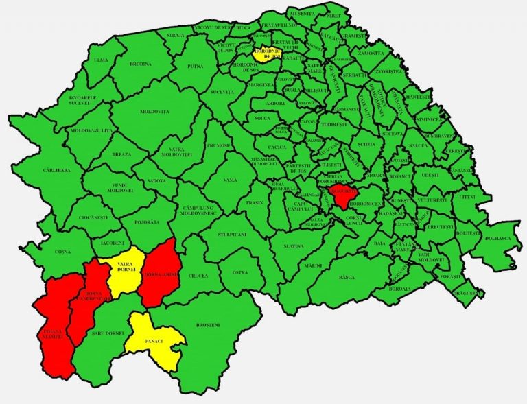 Situația pe localități a cazurilor de coronavirus din județul Suceava. Cele mai grave probleme sunt în Dorna Candrenilor, Drăgoiești și Dorna Arini