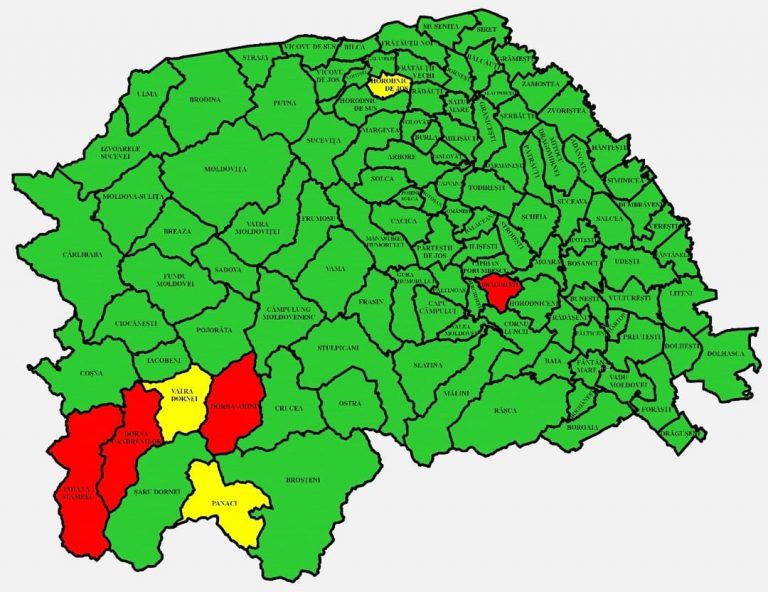Situația pe localități a cazurilor de coronavirus din județul Suceava. Cele mai grave probleme sunt în Dorna Candrenilor, Drăgoiești și Dorna Arini