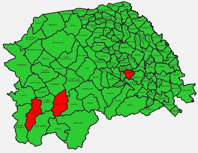 Situația pe localități a cazurilor de coronavirus din județul Suceava. Doar Drăgoiești, Dorna Arini și Dorna Candrenilor mai sunt în zona roșie