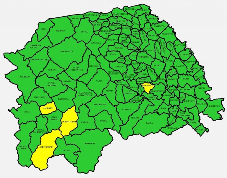 Situația pe localități a cazurilor de coronavirus din județul Suceava. Nicio localitate nu mai este în zona roșie