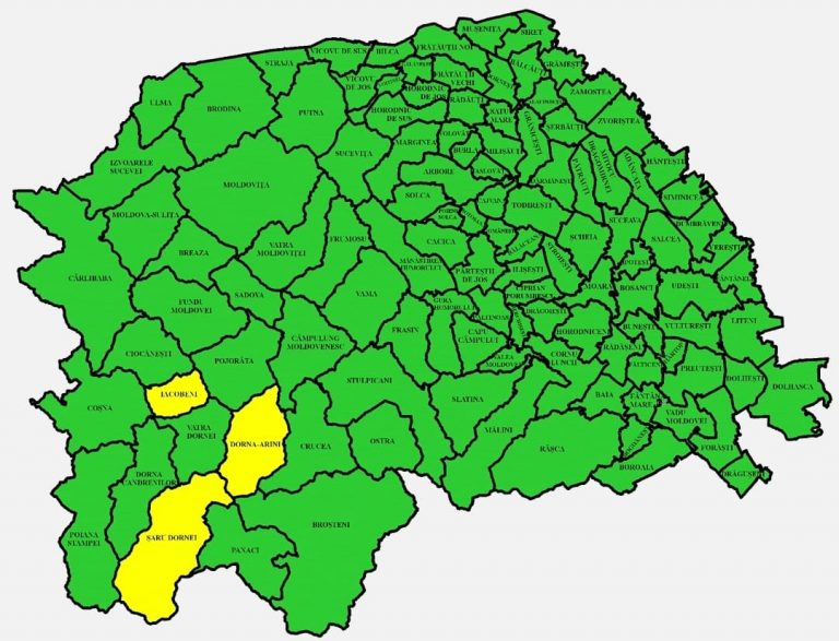 Situația pe localități a cazurilor de coronavirus din județul Suceava. Nicio localitate nu mai este în zona roșie