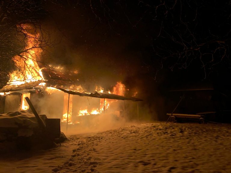 FOTO Incendiu de proporții izbucnit într-o gospodărie din Vulturești