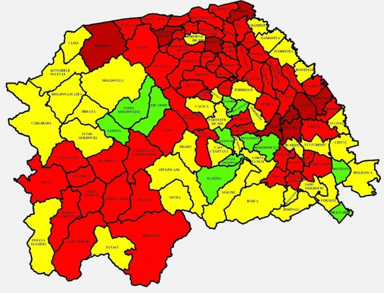 Situația pe localități a cazurilor de coronavirus din județul Suceava. Cele mai grave probleme sunt în Brodina, Siret și Șcheia