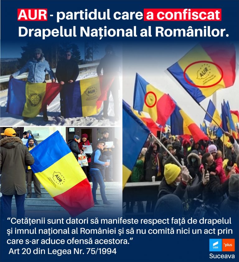 Senatorul Gheorghiță Mîndruță acuză AUR că încalcă legea, punându-și sigla pe Drapelul Național al României: „Drapelul nostru trebuie să fie curat, fără diferite simboluri sau inscripții de natură a întina jertfa celor care au murit pentru țară”