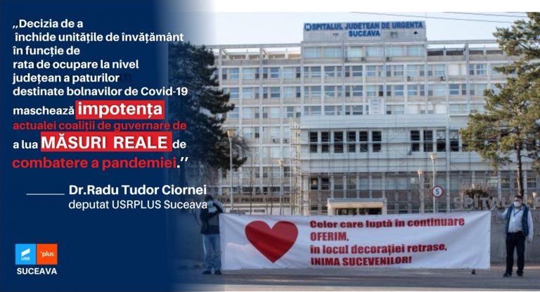 Deputatul Radu Ciornei: „Decizia de a închide unitățile de învățământ în funcție de rata de ocupare la nivel județean a paturilor destinate bolnavilor de Covid-19 maschează impotența actualei coaliții de guvernare a lua măsuri reale de combatere a pandemiei”
