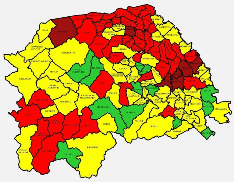 Situația pe localități a cazurilor de coronavirus din județul Suceava. Cele mai grave probleme sunt în Ipotești, Dumbrăveni și Bosanci