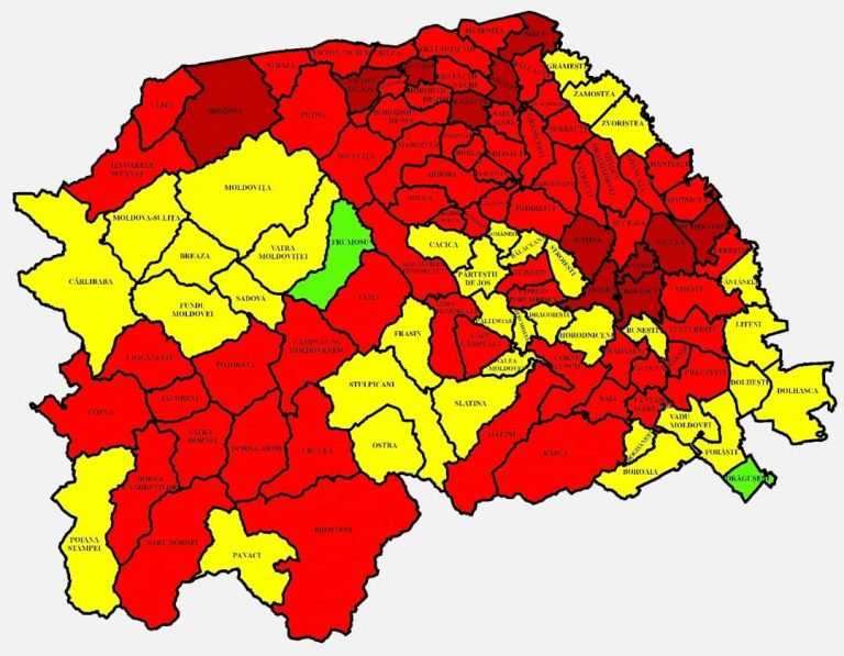 Situația pe localități a cazurilor de coronavirus din județul Suceava. Cele mai grave probleme sunt în Dumbrăveni, Bosanci și Ipotești