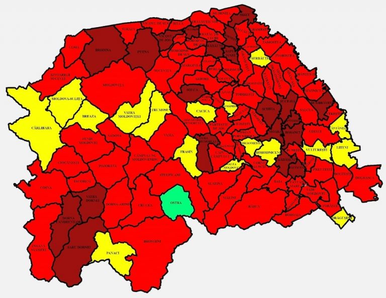 Situația pe localități a cazurilor de coronavirus din județul Suceava. Cele mai grave probleme sunt în Brodina, Siret și Moara