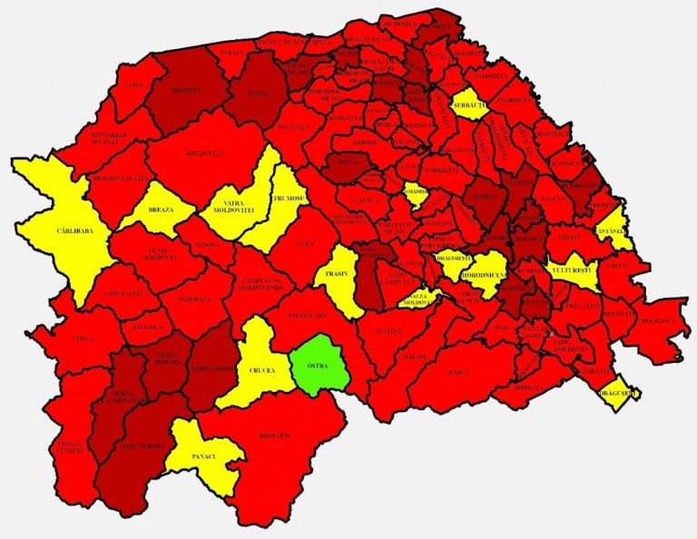 Situația pe localități a cazurilor de coronavirus din județul Suceava. Cele mai grave probleme sunt în Brodina, Siret și Șcheia