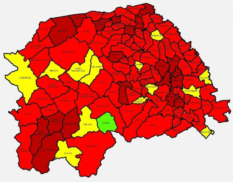 Situația pe localități a cazurilor de coronavirus din județul Suceava. Cele mai grave probleme sunt în Brodina, Siret și Șcheia