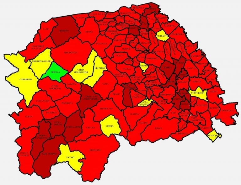 Situația pe localități a cazurilor de coronavirus din județul Suceava. Cele mai grave probleme sunt în Siret, Brodina și Șcheia