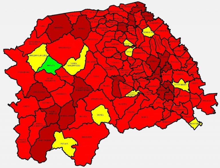 Situația pe localități a cazurilor de coronavirus din județul Suceava. Cele mai grave probleme sunt în Siret, Șcheia și Suceava