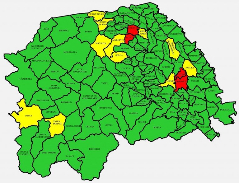 Situația pe localități a cazurilor de coronavirus din județul Suceava. Cele mai grave probleme sunt în Ipotești, Rădăuți și Volovăț