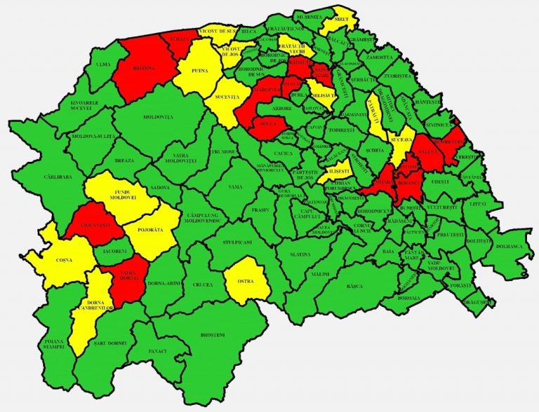 Situația pe localități a cazurilor de coronavirus din județul Suceava. Cele mai grave probleme sunt în Ipotești, Rădăuți și Bosanci