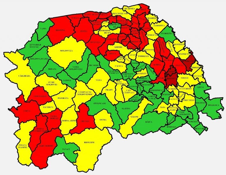 Situația pe localități a cazurilor de coronavirus din județul Suceava. Cele mai grave probleme sunt în Ipotești, Dumbrăveni și Bosanci