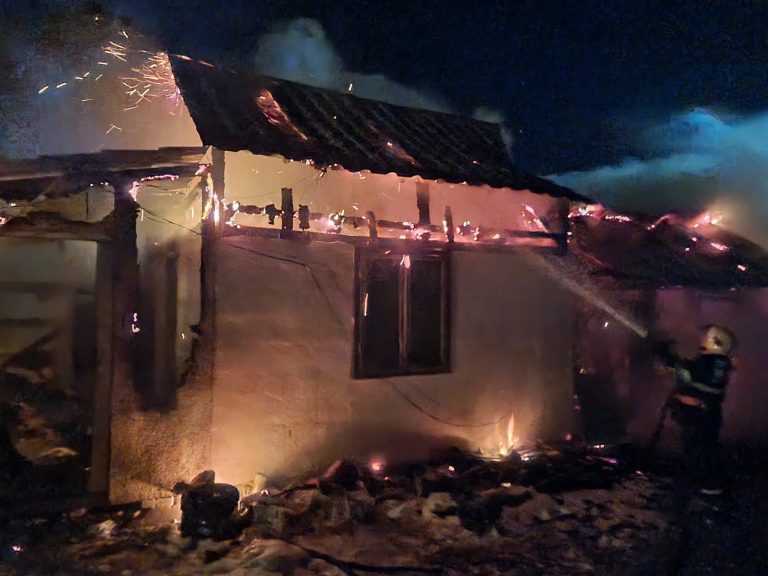 FOTO Incendiu de proporții izbucnit într-o gospodărie din Marginea. Un țap a pierit