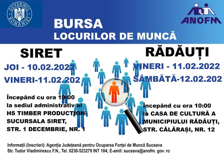 AJOFM Suceava organizează bursa locurilor de muncă pentru angajații din Siret și Rădăuți disponibilizați de la HS Timber Production