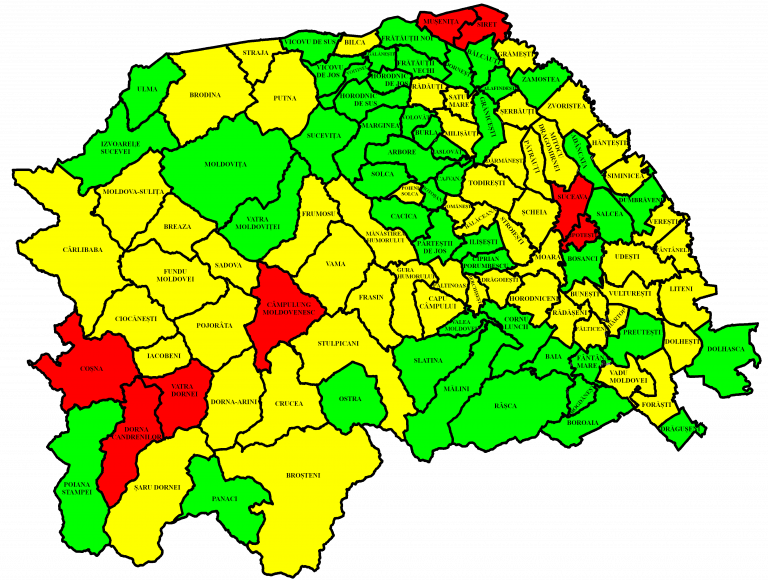 Situația pe localități a cazurilor de coronavirus din județul Suceava. Cele mai grave probleme sunt în Ilișești, Grănicești și Coșna