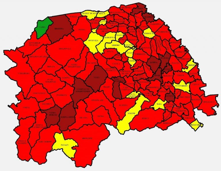 Situația pe localități a cazurilor de coronavirus din județul Suceava. Cele mai grave probleme sunt în Șcheia, Suceava și Gura Humorului