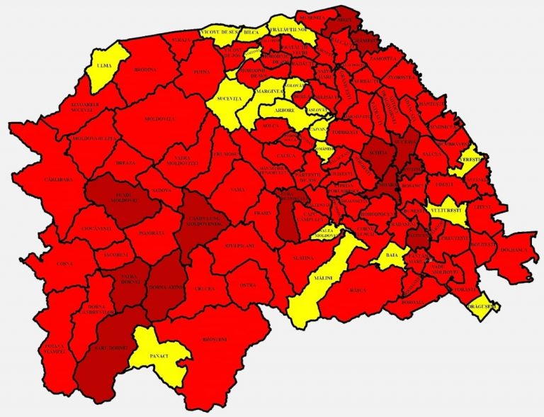 Situația pe localități a cazurilor de coronavirus din județul Suceava. Cele mai grave probleme sunt în Șcheia, Suceava și Gura Humorului