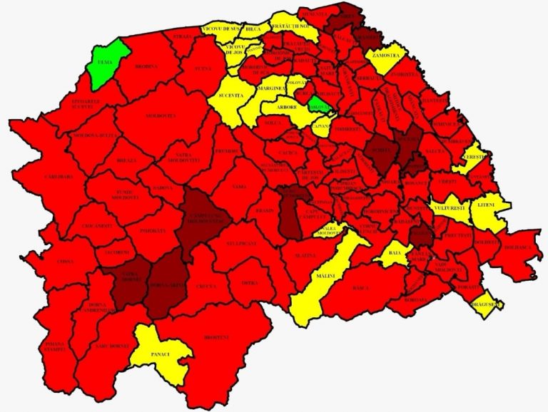 Situația pe localități a cazurilor de coronavirus din județul Suceava. Cele mai grave probleme sunt în Șcheia, Suceava și Gura Humorului
