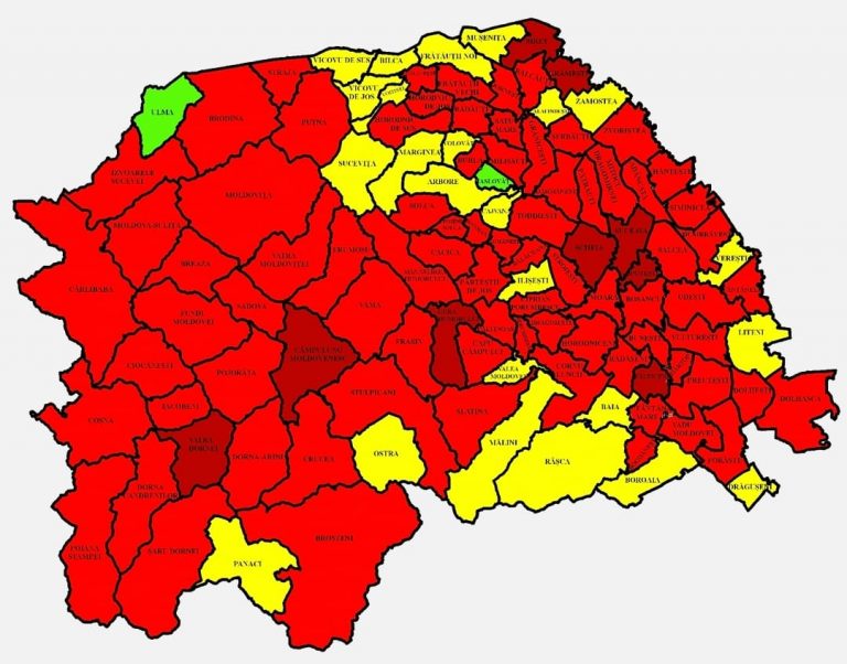 Situația pe localități a cazurilor de coronavirus din județul Suceava. Cele mai grave probleme sunt în Șcheia, Suceava și Gura Humorului