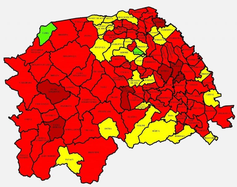 Situația pe localități a cazurilor de coronavirus din județul Suceava. Cele mai grave probleme sunt în Gura Humorului, Suceava și Șcheia