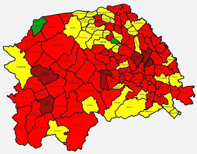 Situația pe localități a cazurilor de coronavirus din județul Suceava. Cele mai grave probleme sunt în Șcheia, Suceava și Gura Humorului