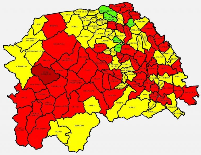 Situația pe localități a cazurilor de coronavirus din județul Suceava. Cele mai grave probleme sunt în Fundu Moldovei, Vatra Dornei și Șcheia
