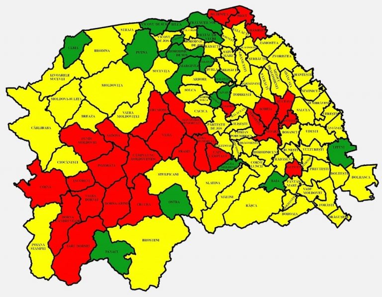 Situația pe localități a cazurilor de coronavirus din județul Suceava. Cele mai grave probleme sunt în Fundu Moldovei, Vatra Dornei și Ipotești