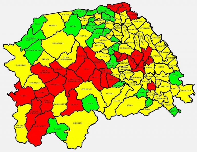 Situația pe localități a cazurilor de coronavirus din județul Suceava. Cele mai grave probleme sunt în Ipotești, Vatra Dornei și Mușenița