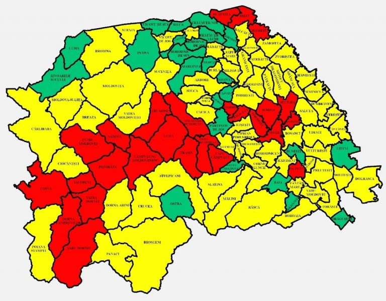 Situația pe localități a cazurilor de coronavirus din județul Suceava. Cele mai grave probleme sunt în Mușenița, Ipotești și Vatra Dornei