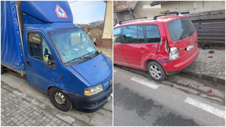 FOTO Un câmpulungean neatent a ajuns cu mașina pe trotuar și a lovit cu mașina un pieton