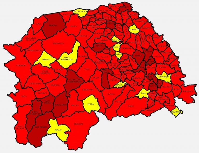 Situația pe localități a cazurilor de coronavirus din județul Suceava. Cele mai grave probleme sunt în Șcheia, Siret și Suceava