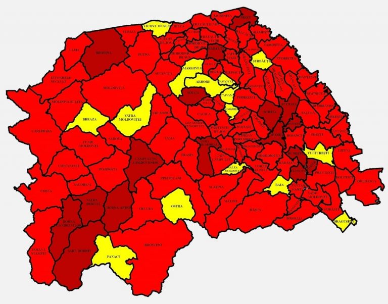 Situația pe localități a cazurilor de coronavirus din județul Suceava. Cele mai grave probleme sunt în Șcheia, Siret și Suceava